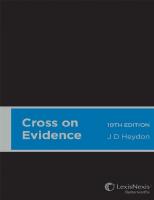Cross on evidence [10th Australian edition.]
 9780409339581, 040933958X