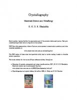 Crystallography Materials Science and Metallurgy