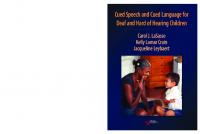 Cued Speech and Cued Language Development for Deaf and Hard of Hearing Children
 9781597563345, 159756334X, 2009044429