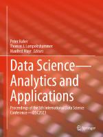Data Science—Analytics and Applications: Proceedings of the 5th International Data Science Conference—iDSC2023
 3031421701, 9783031421709