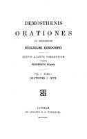 Demosthenis orationes: Volumen I Pars I Orationes I-XVII.