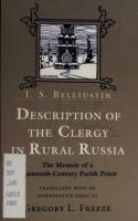 Description of the Clergy in Rural Russia: The Memoir of a Nineteenth-Century Parish Priest