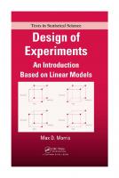 Design of Experiments : An Introduction Based on Linear Models [1 ed.]
 9781439894903, 9781584889236