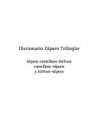 Diccionario Záparo Trilingüe: sápara - castellano - kichwa castellano - sápara y kichwa - sápara