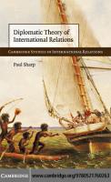 Diplomatic Theory of International Relations (Cambridge Studies in International Relations, Series Number 111)
 9780521760263, 9780511651731, 0521760267