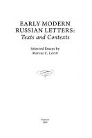 Early Modern Russian Letters: Texts and Contexts
 9781618116741
