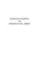 Economic Planning and International Order