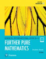 Edexcel International GCSE (9-1) Further Pure Mathematics Student Book [1 ed.]
 9780435188542, 0435188542