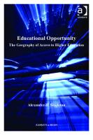 Educational Opportunity: The Geography of Access to Higher Education
 9780754678670, 9780754697107