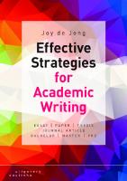 Effective Strategies for Academic Writing
 9789046966549, 9046966542