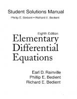 Elementary Differential Equations, Student Solutions Manual [8 ed.]
 0-13-592783-8