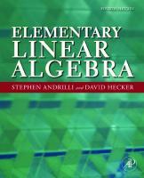 Elementary linear algebra [4th ed]
 9780123747518, 0123747511