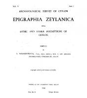 Epigraphia Zeylanica [Vol 5 Part 1]