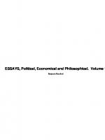 ESSAYS, Political, Economical and Philosophical.  Volume 1.