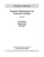 Essential mathematics for economic analysis - Student’s Manual [5th ed.]