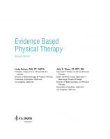 Evidence Based Physical Therapy [2 ed.]
 0803661150, 9780803661158