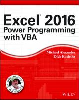 Excel 2016 power programming with VBA
 9781119067726, 1119067723