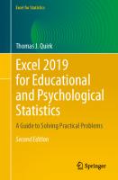 Excel 2019 for Educational and Psychological Statistics: A Guide to Solving Practical Problems [2nd ed.]
 9783030392635, 9783030392642