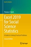 Excel 2019 For Social Science Statistics: A Guide To Solving Practical Problems [2nd Edition]
 3030643328, 9783030643324, 9783030643331