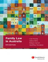 Family law in Australia [9th edition.]
 9780409341379, 0409341371