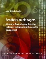 Feedback to Managers: A Guide to Reviewing and Selecting Multirater Instruments for Leadership Development 4th Edition : A Guide to Reviewing and Selecting Multirater Instruments for Leadership Development [4 ed.]
 9781604911671, 9781604911664