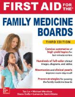First Aid For The Family Medicine Boards [3 ed.]
 9781259835018, 1259835014, 2017046989, 9781259835025, 1259835022