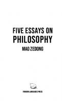 Five Essays on Philosophy [3rd Printing ed.]
 9782491182250
