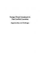 Foreign Direct Investment in Post Conflict Countries : Opportunities and Challenges
 9781906704674