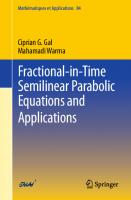 Fractional-in-Time Semilinear Parabolic Equations and Applications [1st ed.]
 9783030450427, 9783030450434