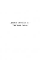 French Pioneers in the West Indies 1624-1664
 9780231876629