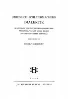 Friedrich Schleiermachers Dialektik [Reprint 2021 ed.]
 9783112491324, 9783112491317