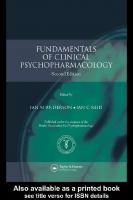 Fundamentals of clinical psychopharmacology [1st ed.]
 9780203448304, 0203448308, 9780429271670, 0429271670, 9781135408404, 1135408408, 0203677765, 1841844276