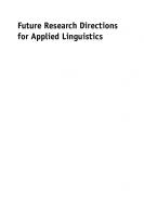 Future Research Directions for Applied Linguistics
 9781783097135