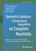 Geometric Analysis of Quasilinear Inequalities on Complete Manifolds (Frontiers in Mathematics) [1st ed. 2021]
 3030627039, 9783030627034