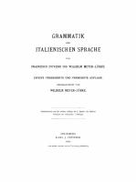 Grammatik der italienischen Sprache [Reprint 2022 ed.]
 9783112662502, 9783112662496