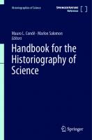 Handbook for the Historiography of Science (Historiographies of Science) [1st ed. 2023]
 3031275098, 9783031275098