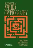 Handbook of applied cryptography [5th ed]
 9780849385230, 0849385237
