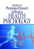 Handbook of Physiological Research Methods in Health Psychology
 9781412926058