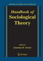Handbook of Sociological Theory (Handbooks of Sociology and Social Research)
 0387324585, 9780387324586