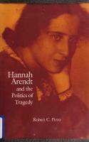 Hannah Arendt and the Politics of Tragedy
 978-0875802688,  0875802680