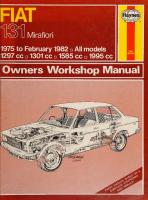 Haynes Fiat 131 Owners Workshop Manual
 0856968706, 9780856968709