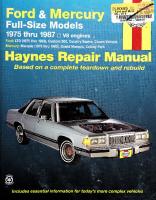 Haynes Ford & Mercury Full-Size Models Automotive Repair Manual
 1850104611, 9781850104612