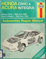 Haynes Honda Civic & Acura Integra Automotive Repair Manual - 1996 Through 1998
 1563923300, 9781563923302
