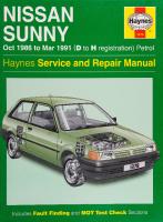 Haynes Nissan Sunny 1986-91 Service and Repair Manual
 1859601863, 9781859601860