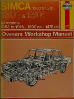 Haynes Simca Owners Workshop Manual
 0856966134, 9780856966132