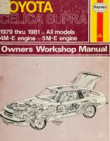 Haynes Toyota Celica Supra Owners Workshop Manual
 0856966800, 9780856966804