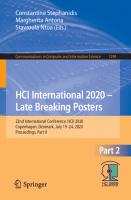 HCI International 2020 – Late Breaking Posters: 22nd International Conference, HCII 2020, Copenhagen, Denmark, July 19–24, 2020, Proceedings, Part II [1st ed.]
 9783030607029, 9783030607036