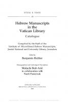 Hebrew manuscripts in the Vatican library. Catalogue. Ediz. inglese ed ebraico
 8821008231, 9788821008238