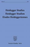 Heidegger Studies / Heidegger Studien / Etudes Heideggeriennes: Vol. 8 (1992) [1 ed.]
 9783428474486, 9783428074488