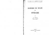 Histoire du texte de Pindare